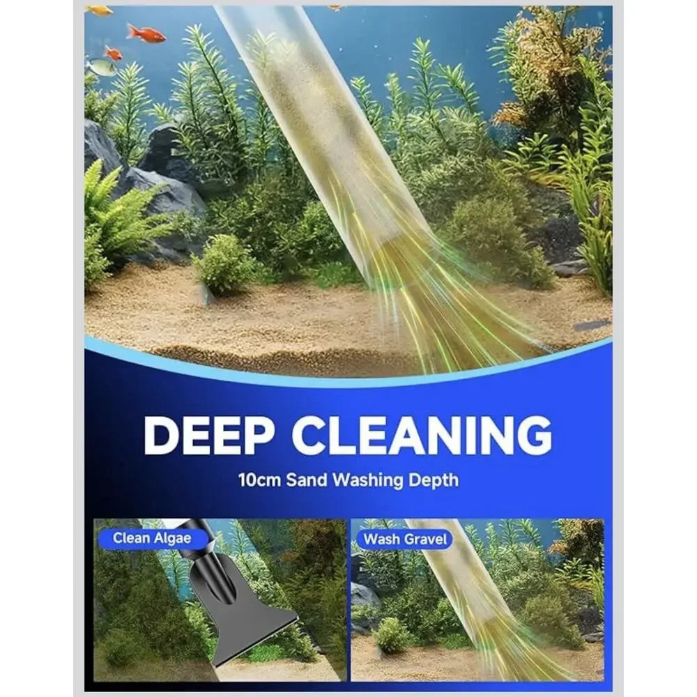 VIPASKA Electric Aquarium Gravel Cleaner 3-Mode Water Changer 6-in-1 Kit